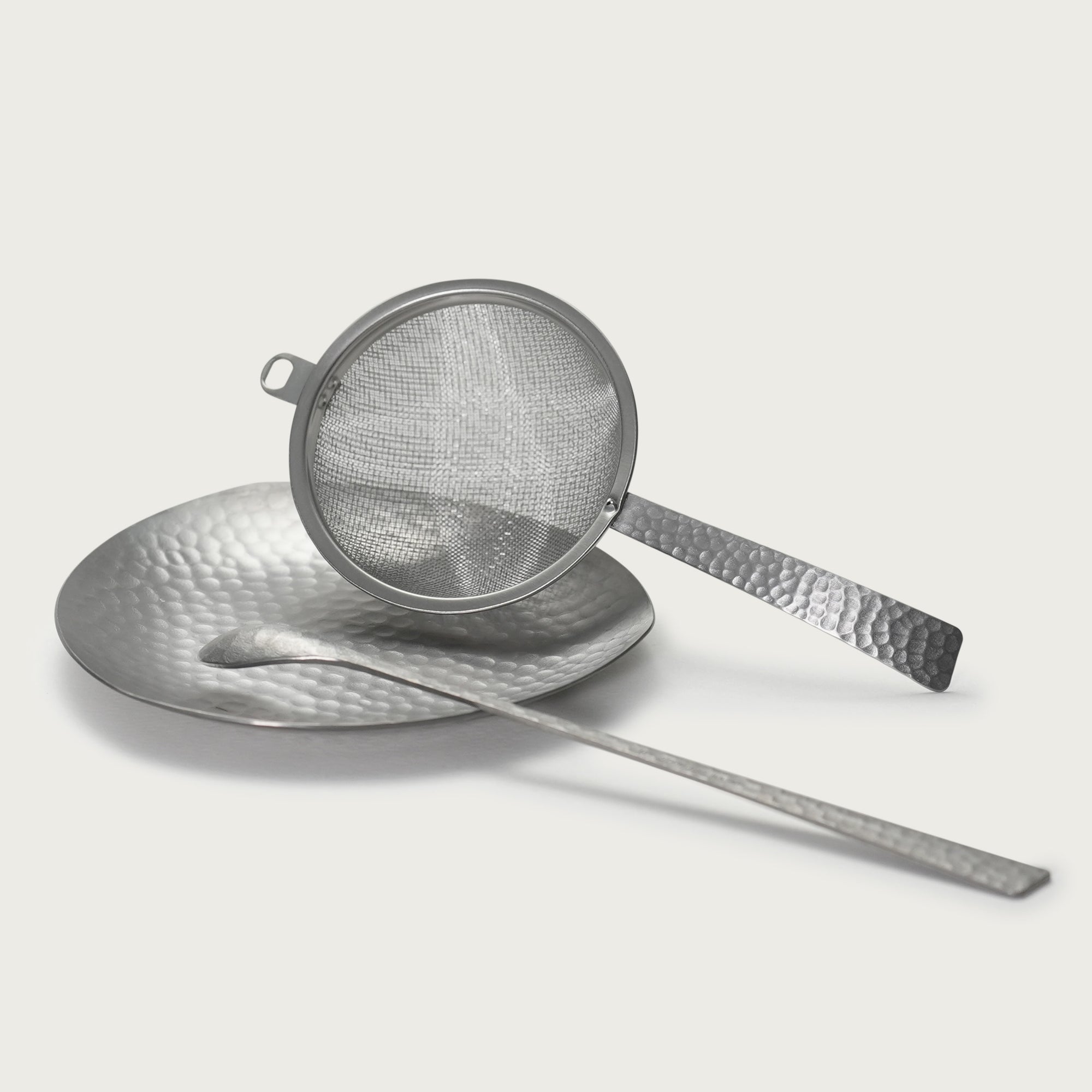 Silver Matcha Tool Set -Strainer, Stirrer & Plate