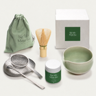 TAKUMI ceremonial matcha gift set with white bamboo Takayama chasen, Kiyomizu bowl and silver tools